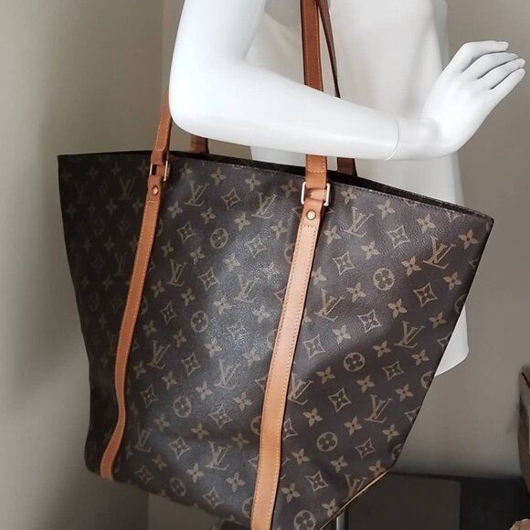 Louis Vuitton Sac Shopping Monogram Canvas Leather Tote Shoulder Bag Authentic - Picture 3 of 13